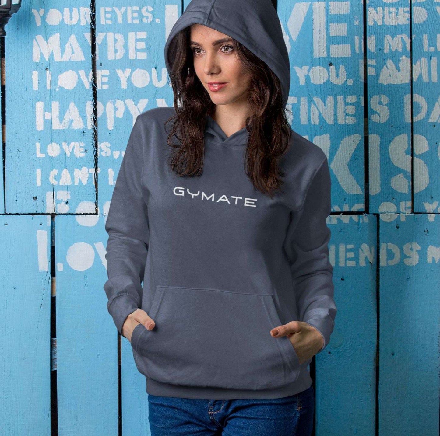 Womens Blue Hoodies Designer Original Gymate ctr large dark grey