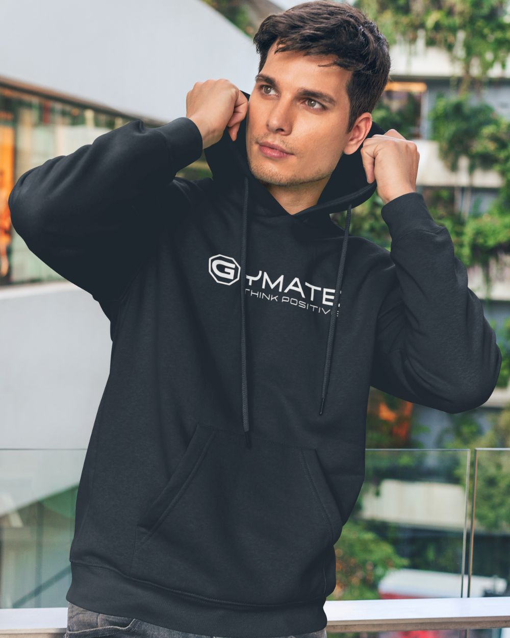 man wearing black Branded mens hoodies