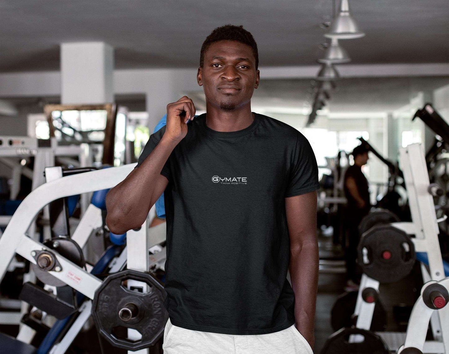 Gym tops for men Activewear Recycled Performance T-shirt Think Positive ctr/sml black