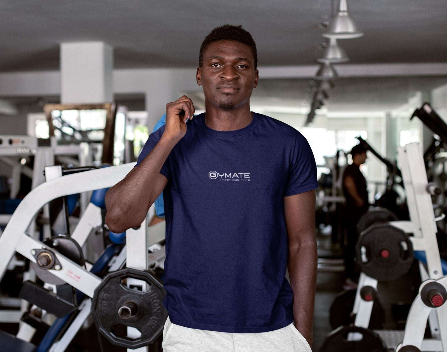 Gym tops for men Activewear Recycled Performance T-shirt Think Positive ctr/sml navy