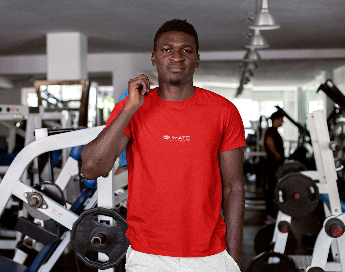 Gym tops for men Activewear Recycled Performance T-shirt Think Positive ctr/sml red
