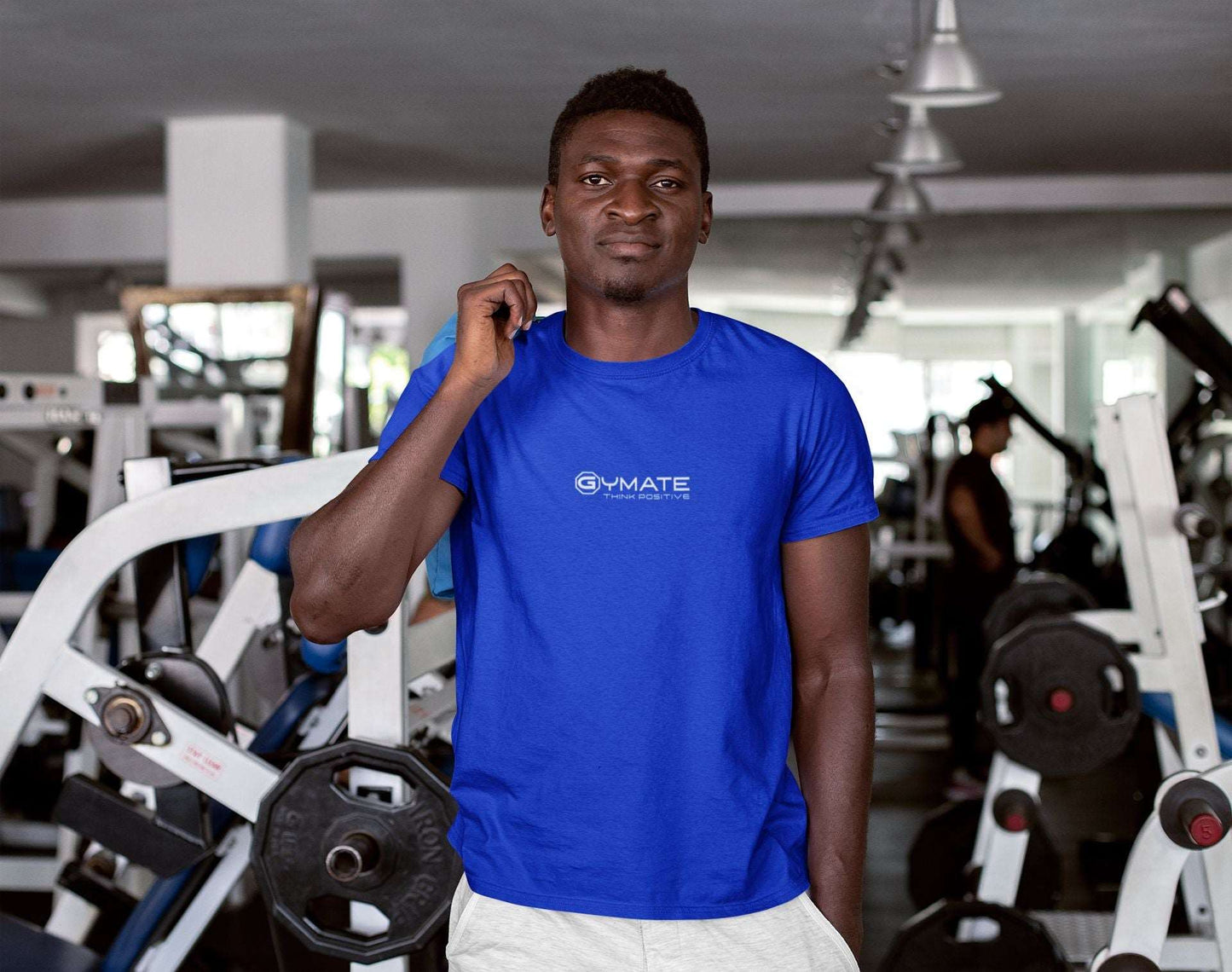 Gym tops for men Activewear Recycled Performance T-shirt Think Positive ctr/sml royal blue