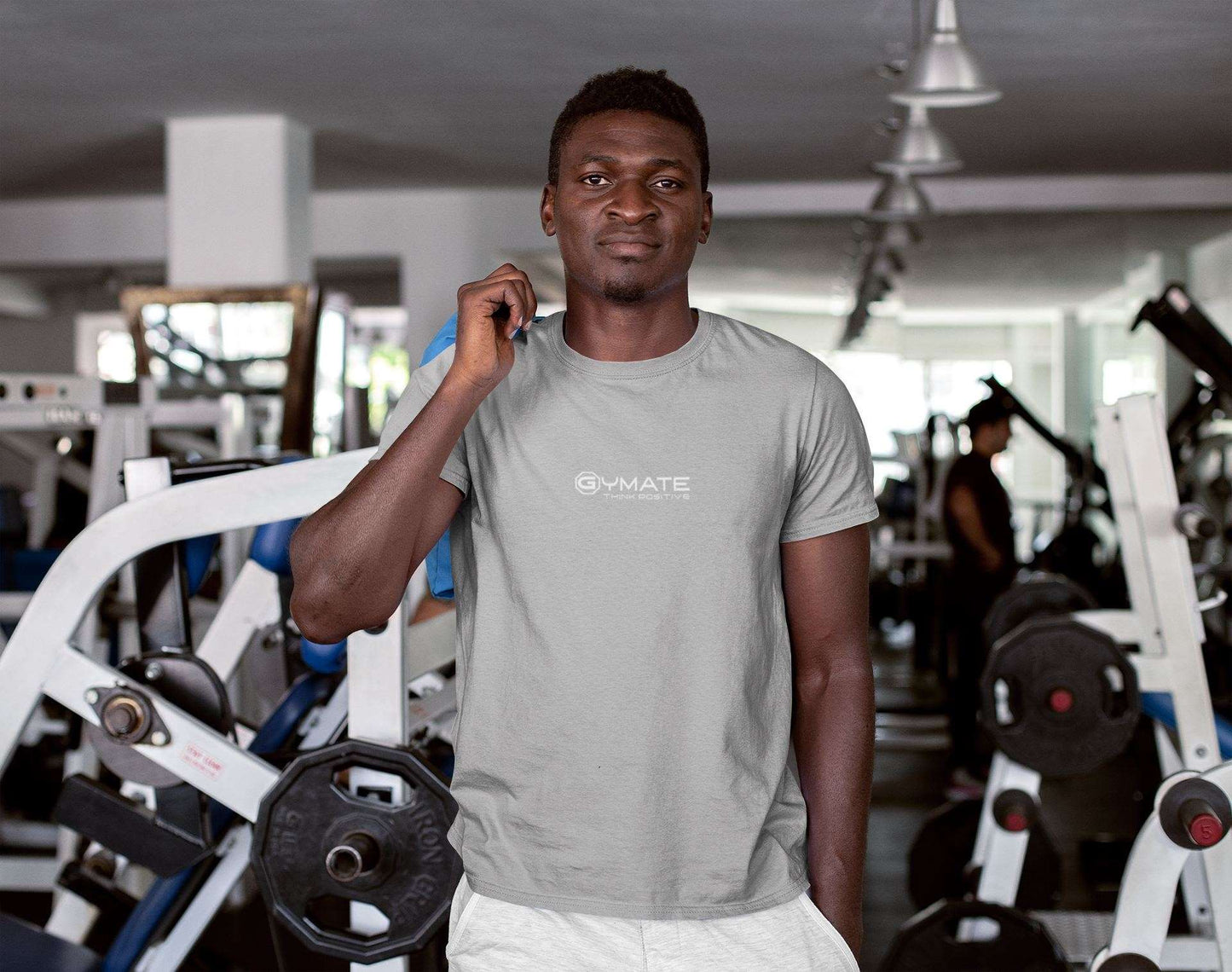 Gym tops for men Activewear Recycled Performance T-shirt Think Positive ctr/sml silver
