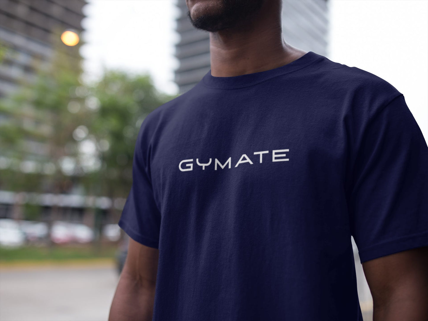Designer mens t shirts Gymate large logo Navy