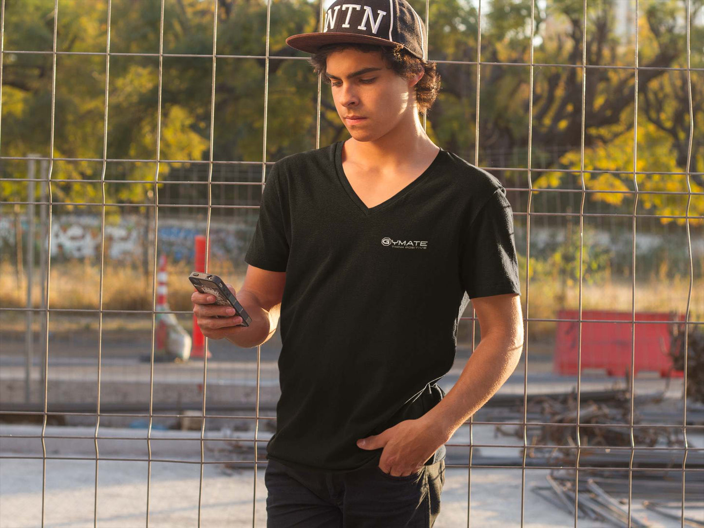Designer T shirts for men Activewear | V Neck logo Designer T shirts Black