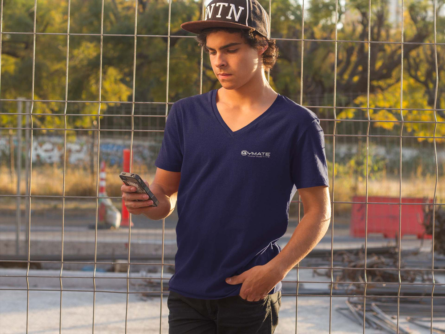 Designer T shirts for men Activewear | V Neck logo Designer T shirts Navy