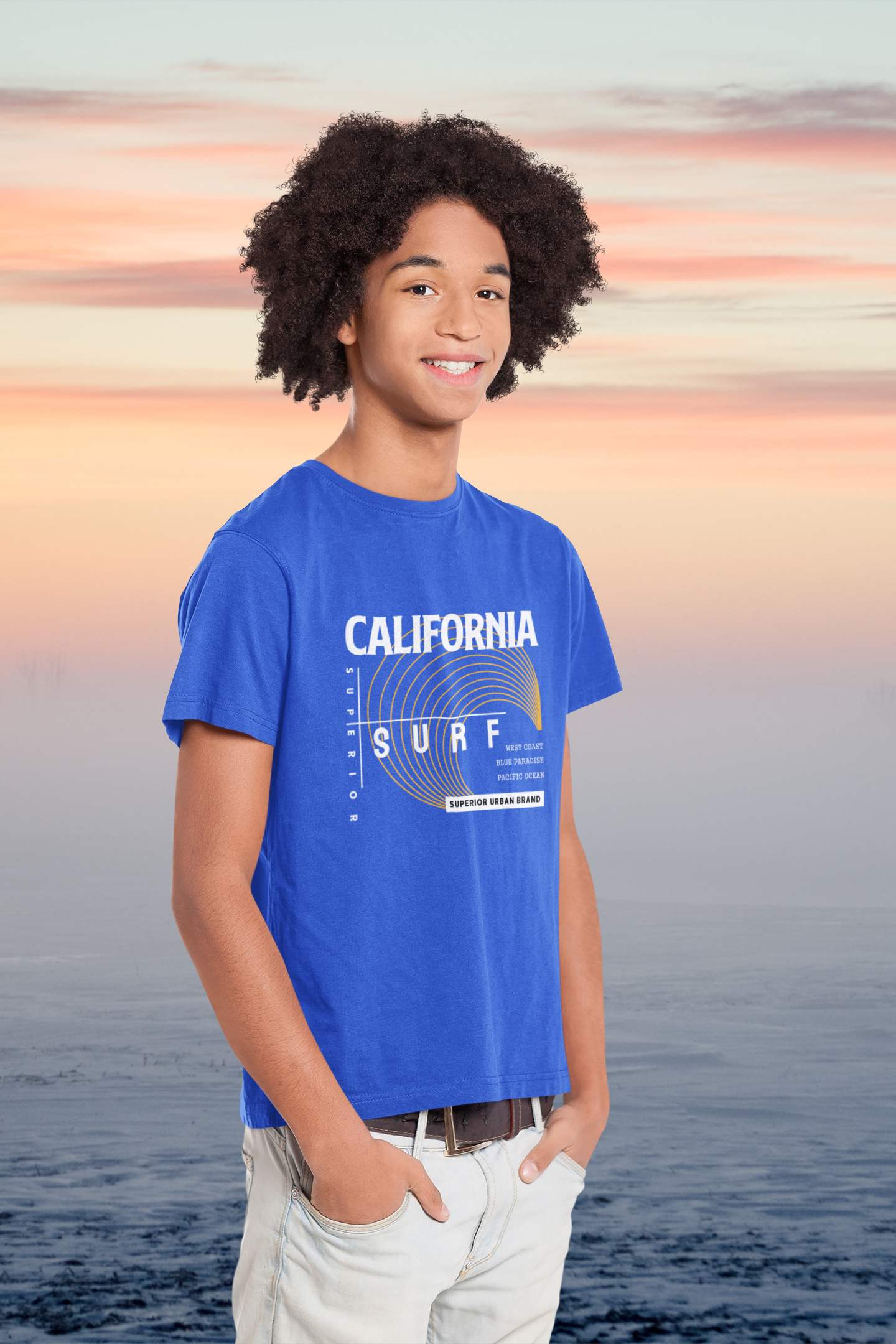 Slogan T-Shirts Youth/Kids Motivational | California surf blue boys