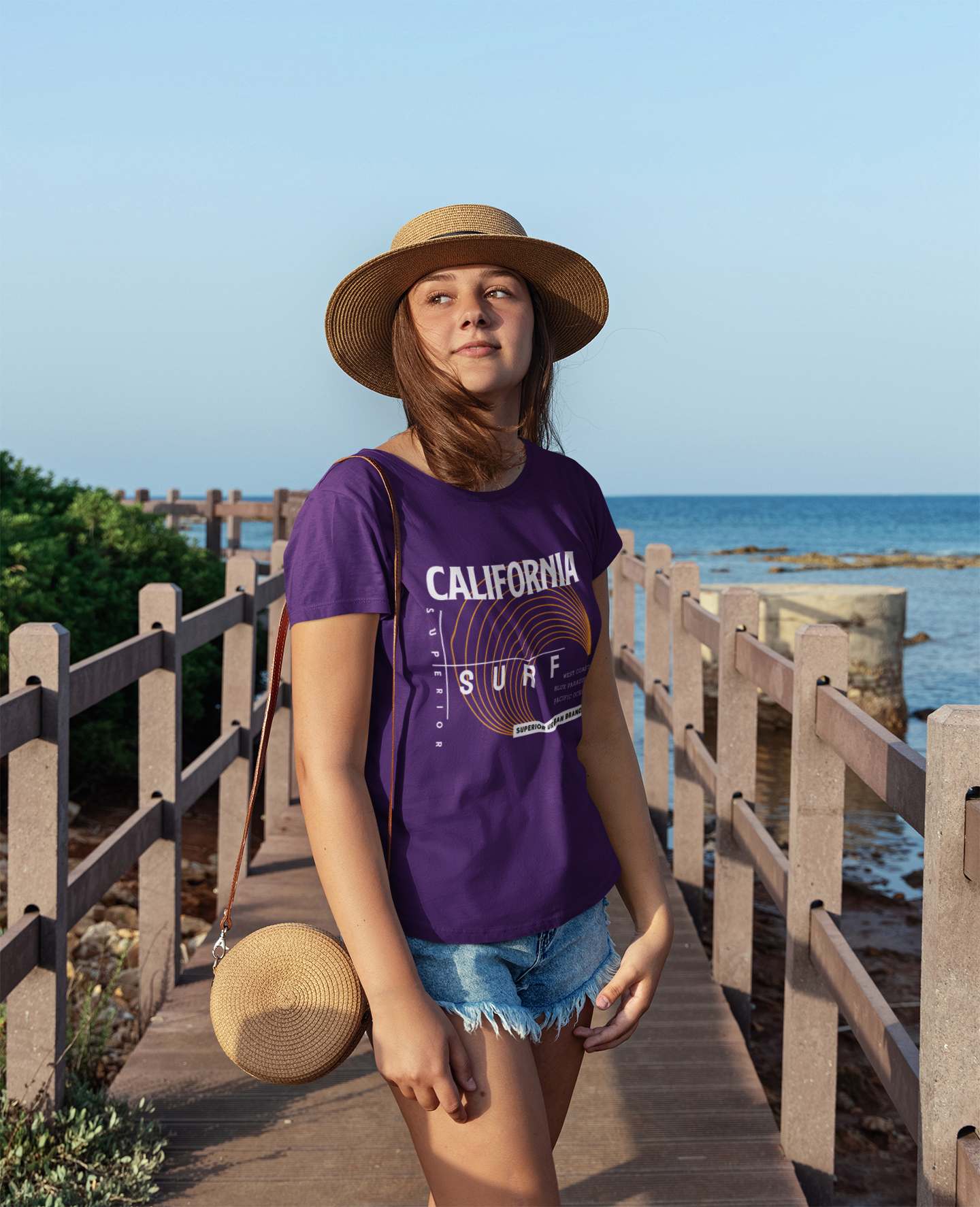 Slogan T-Shirts Youth/Kids Motivational | California surf purple girls