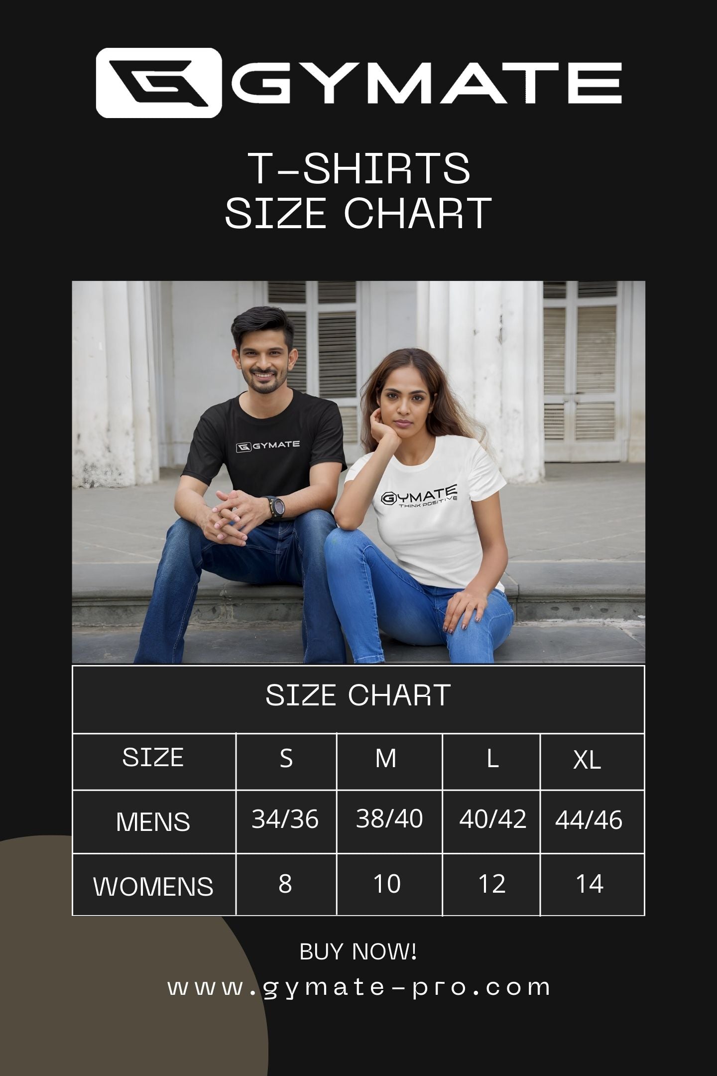 Mens Sports T-shirt Athletic Essential size chart