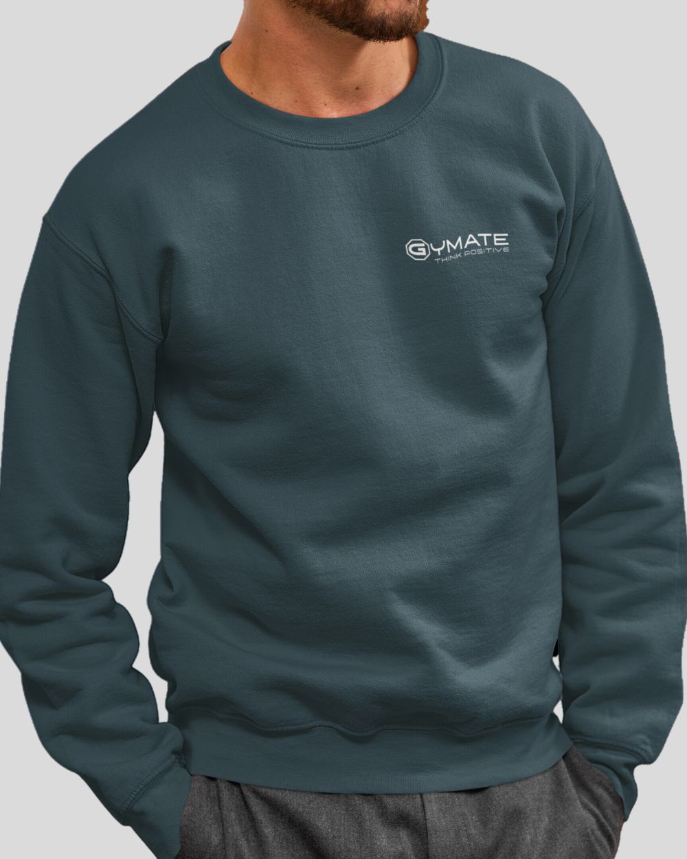 airforce blue Mens Sweatshirt Chest 'Think Positive' logo