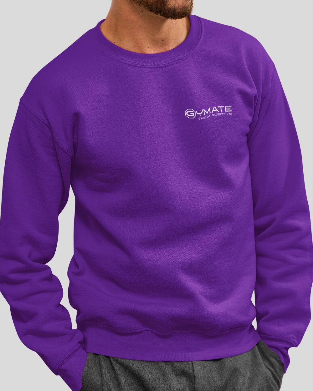 Purple Mens Sweatshirt Chest 'Think Positive' logo