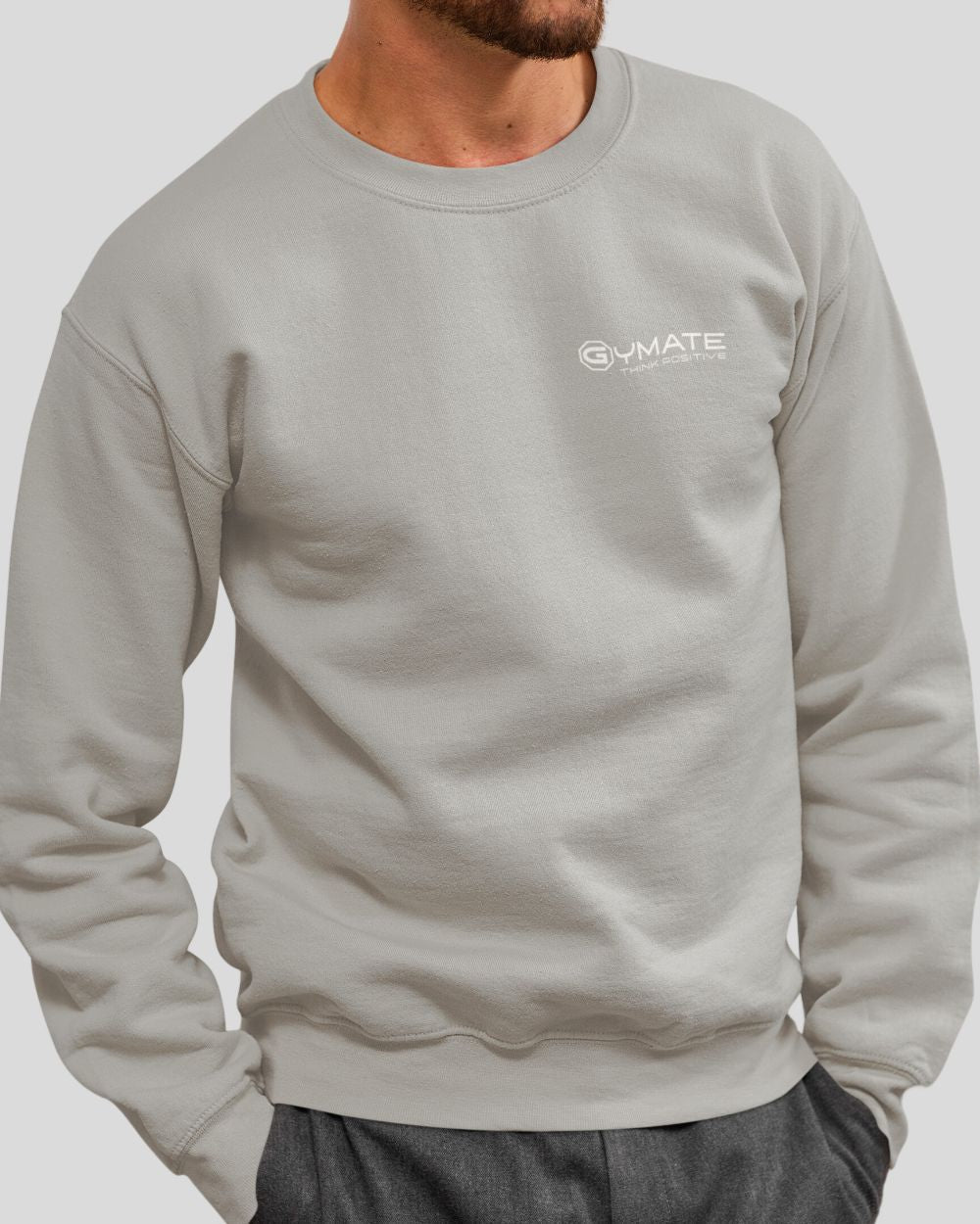 moondust grey Mens Sweatshirt Chest 'Think Positive' logo