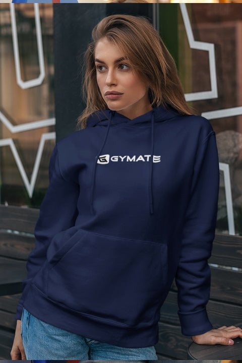 Womens Sports Hoodie Athletic Essentials Navy Large white logo