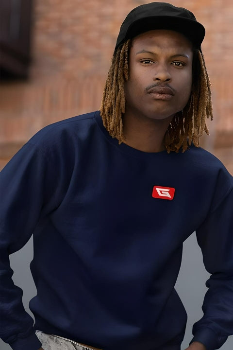 Designer Sweatshirts for Men Gymate Red logo Navy Chest