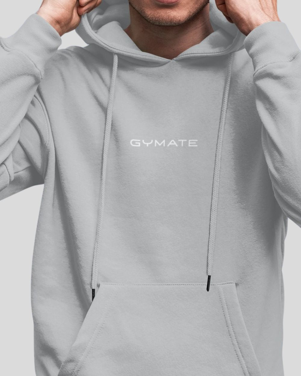 Moondust Grey Mens Athleisure Hoodies Gymate Original close up front
