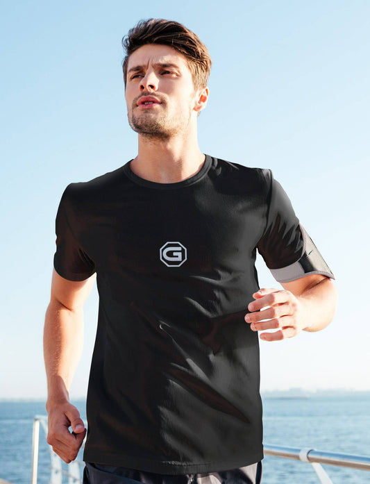 Designer mens T shirt Active / Leisure Wear | Gymate Large G logo black