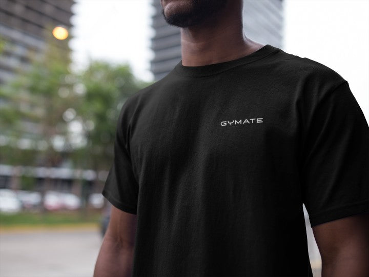 Mens t shirts Gymate original logo [chest] Black