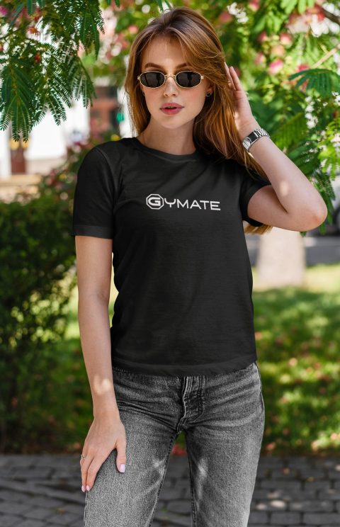 Designer womens T shirts for women Gymate logo black