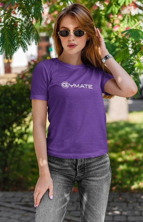 Womens T shirt Gymate branded purple
