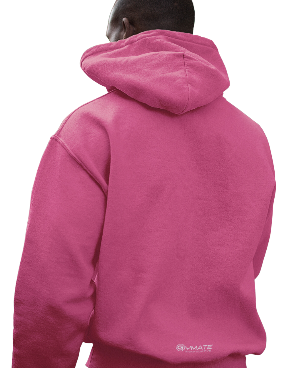 Stylish Mens Pink Hoodies chest 'Think Positive' logo showing rear