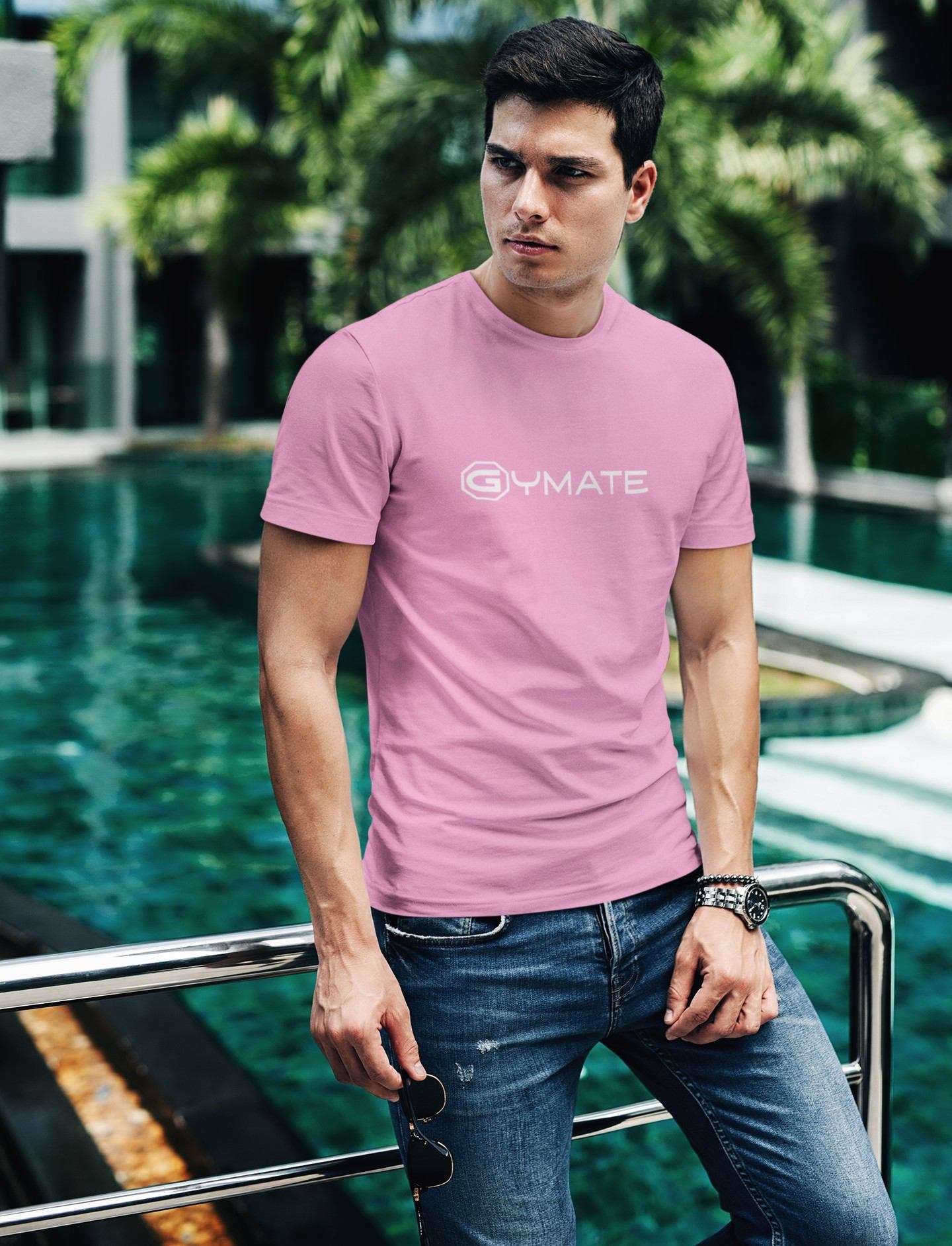 Designer mens T shirts Gymate pink