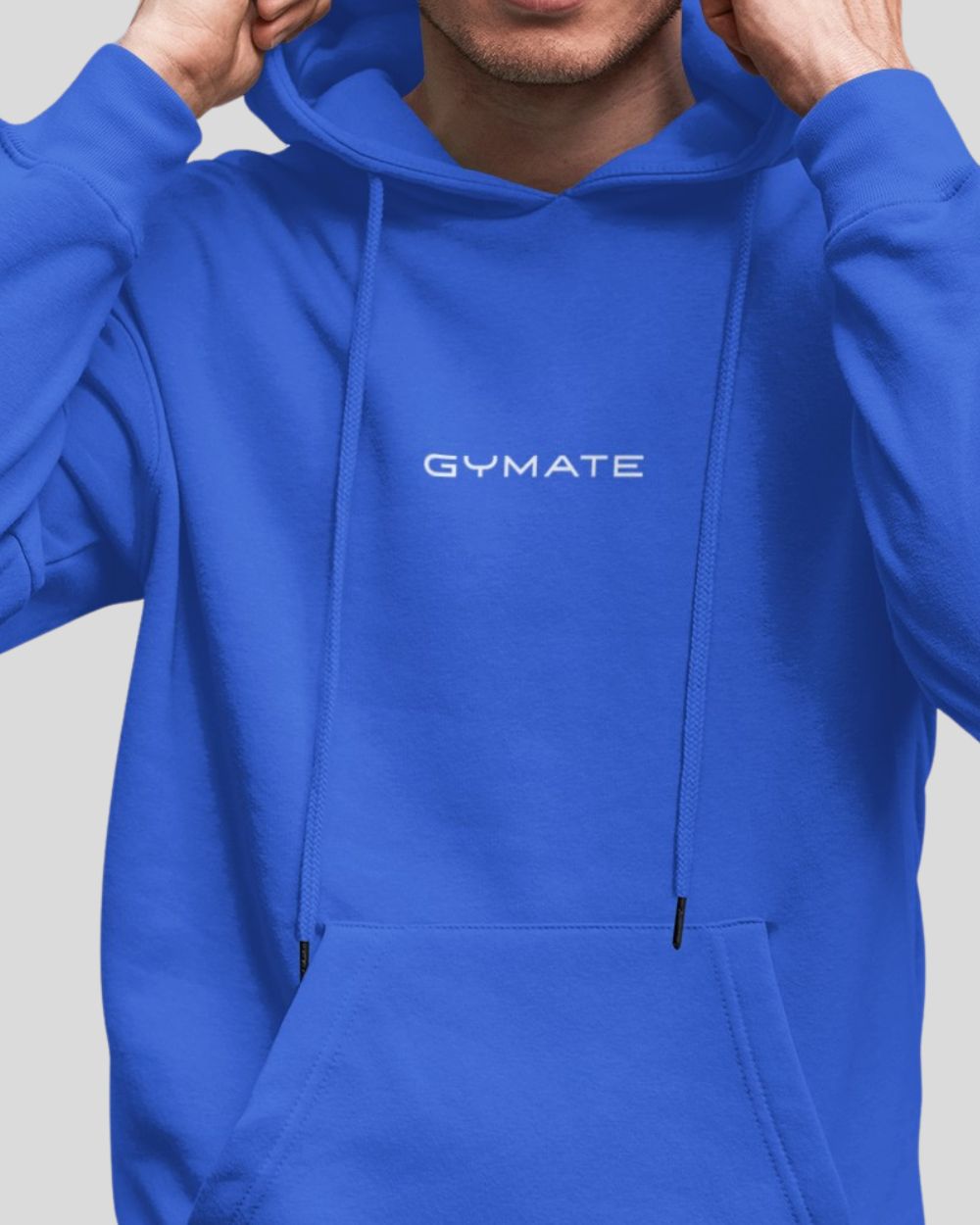 royal blue Mens Athleisure Hoodies Gymate Original close up front
