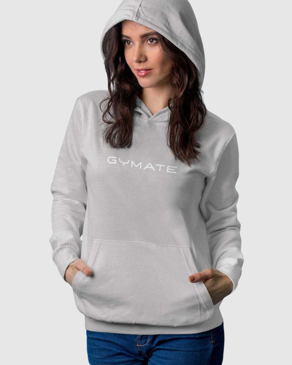 Womens Athleisure Hoodies Original Gymate ctr large silver grey