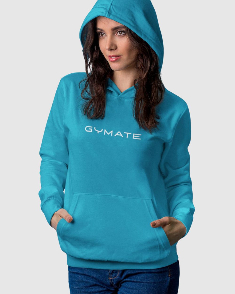 Womens Athleisure Hoodies Original Gymate ctr large Turquoise blue