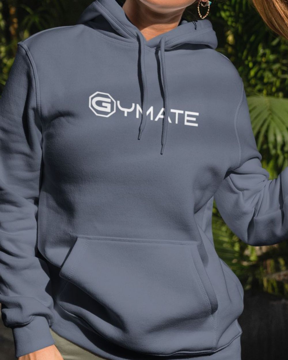 Womens Designer Hoodies close up front airforce blue