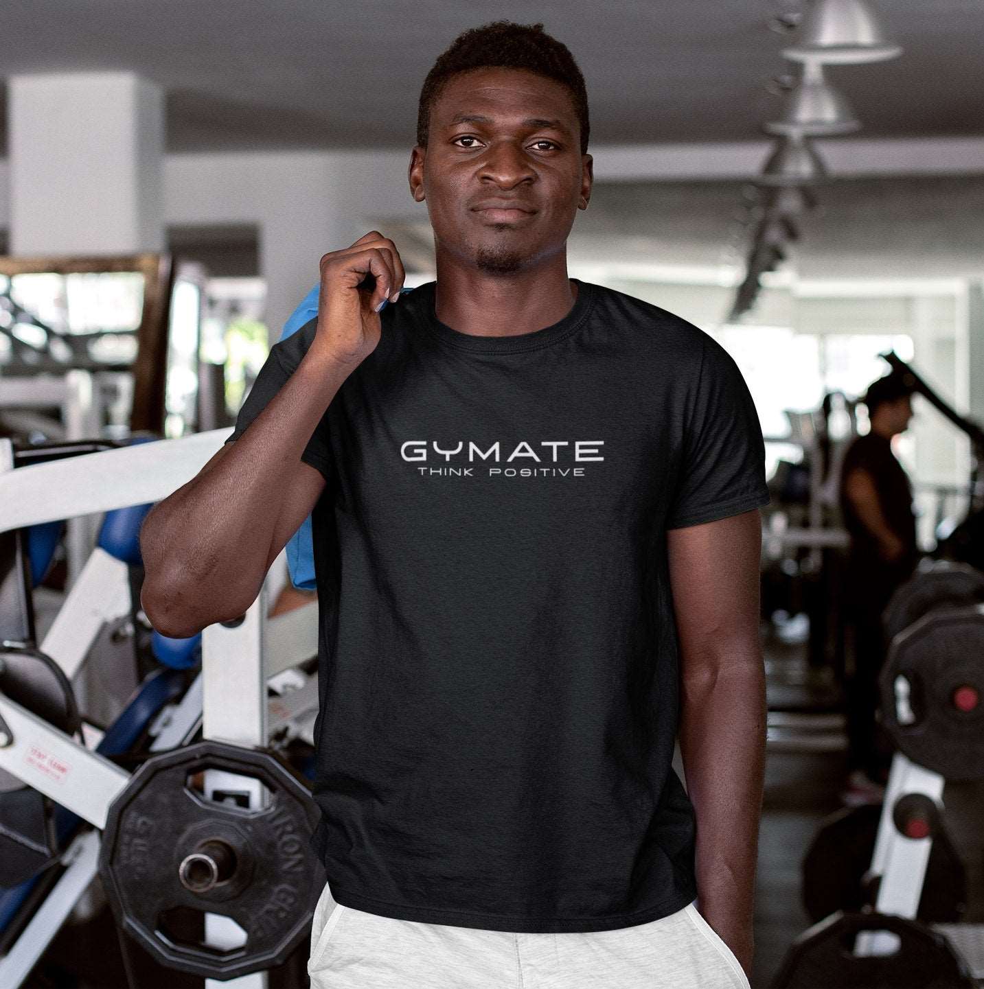 Designer mens T shirts Original Gymate Think Positive black