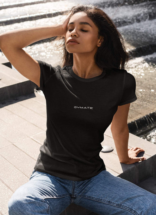 Designer womens T shirts for women Original Gymate [centre] black