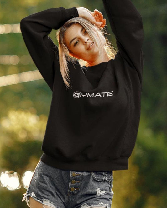 Black Designer Womens Sweatshirts Gymate Logo
