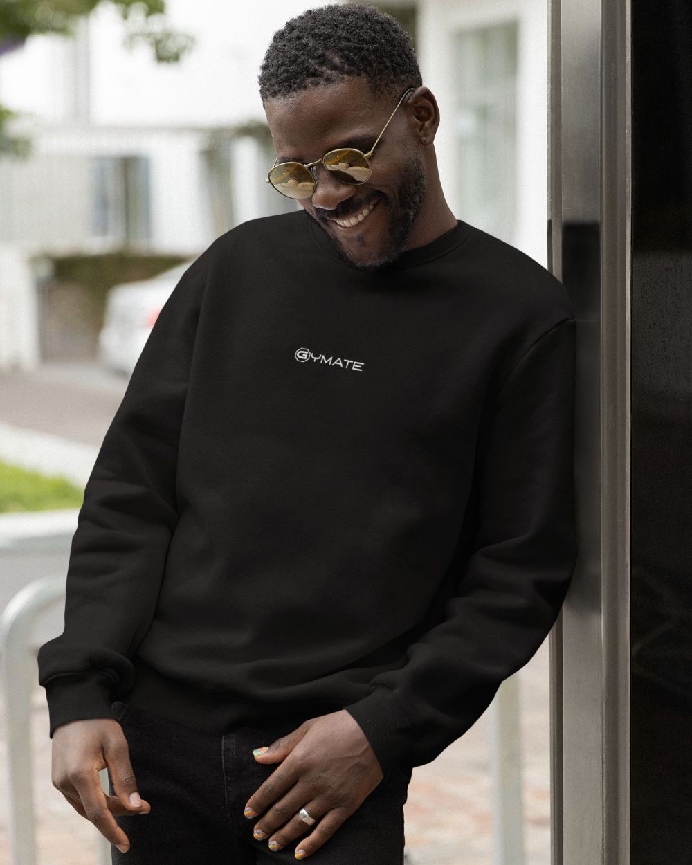 black Mens Designer Sweatshirts Gymate Logo