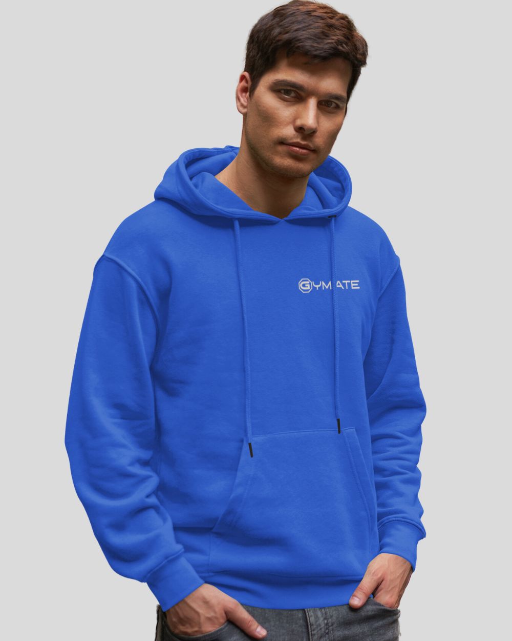 Blue Hoodie Mens – Gymate Designer small logo to chest