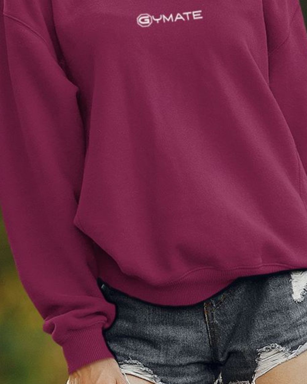 Designer Womens Sweatshirts Gymate Logo centre close up hem and cuffs