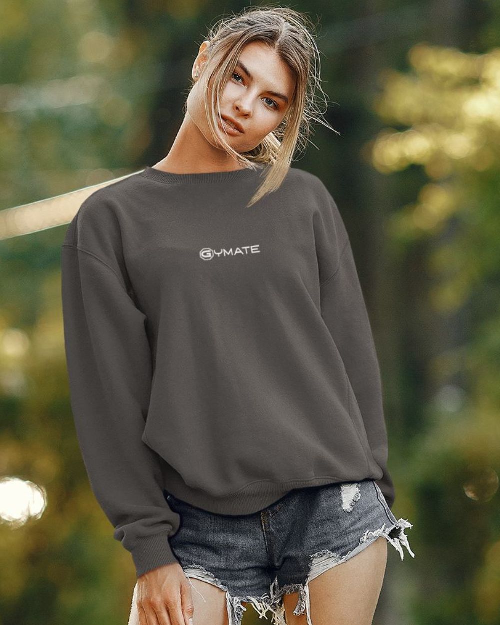 dark grey Designer Womens Sweatshirts Gymate Logo centre
