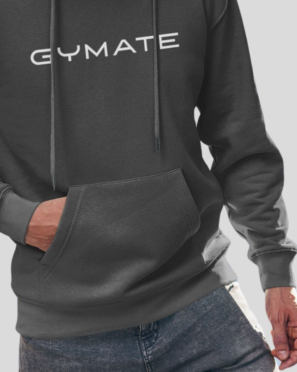 dark grey Mens Hoodies Designer Gymate close up front