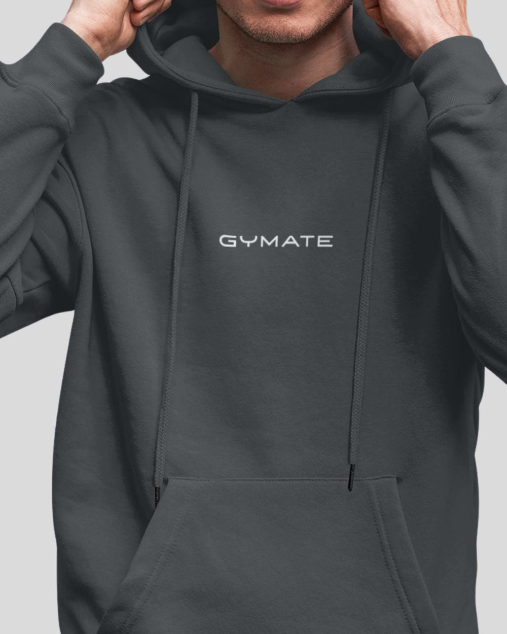 Dark grey Mens Athleisure Hoodies Gymate Original close up front