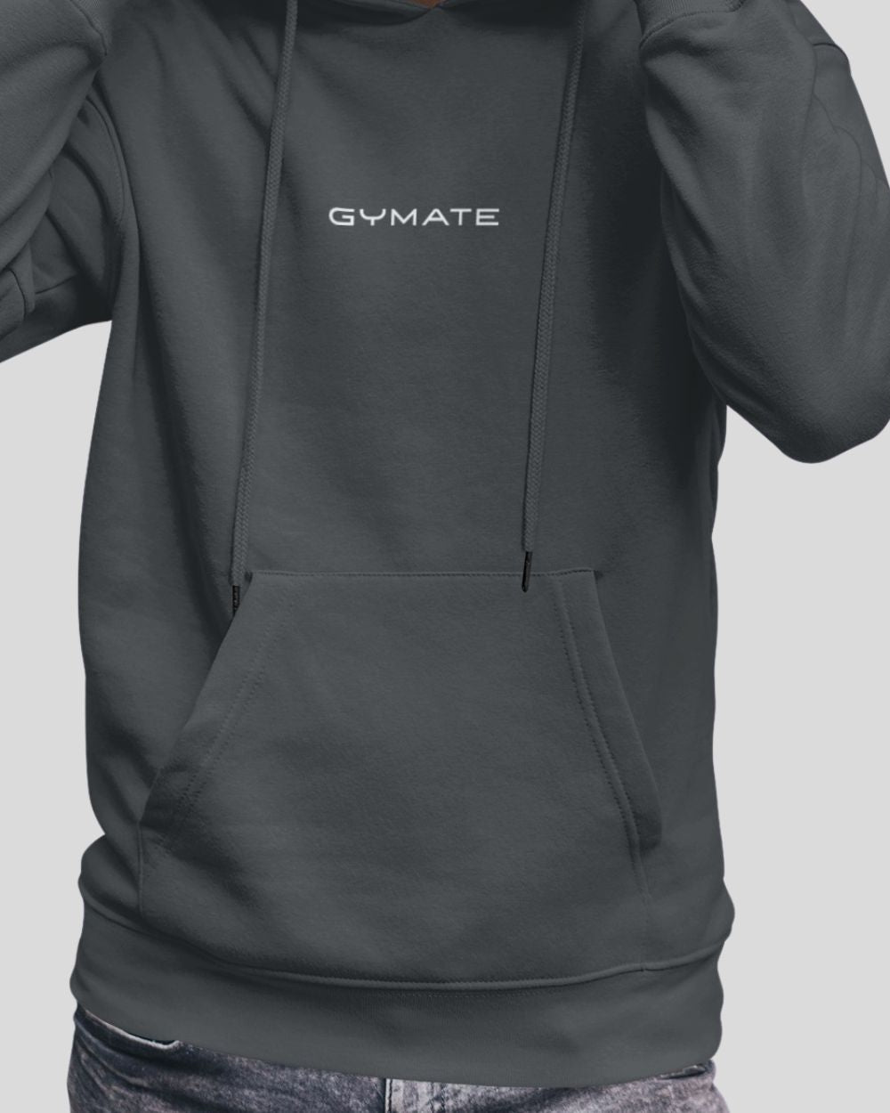 dark grey Mens Athleisure Hoodies Gymate Original close up hem