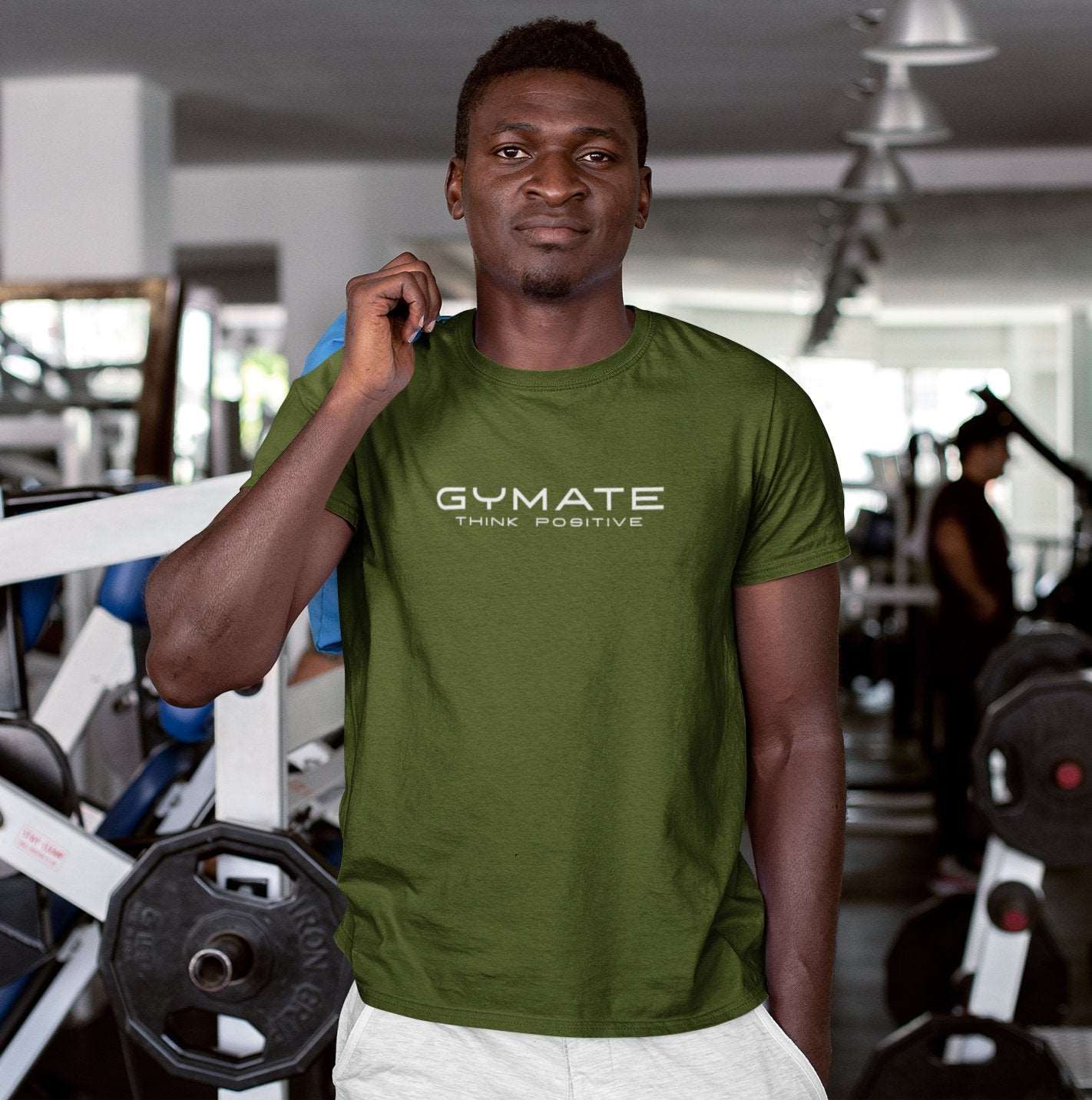 Designer mens T shirts Original Gymate Think Positive green