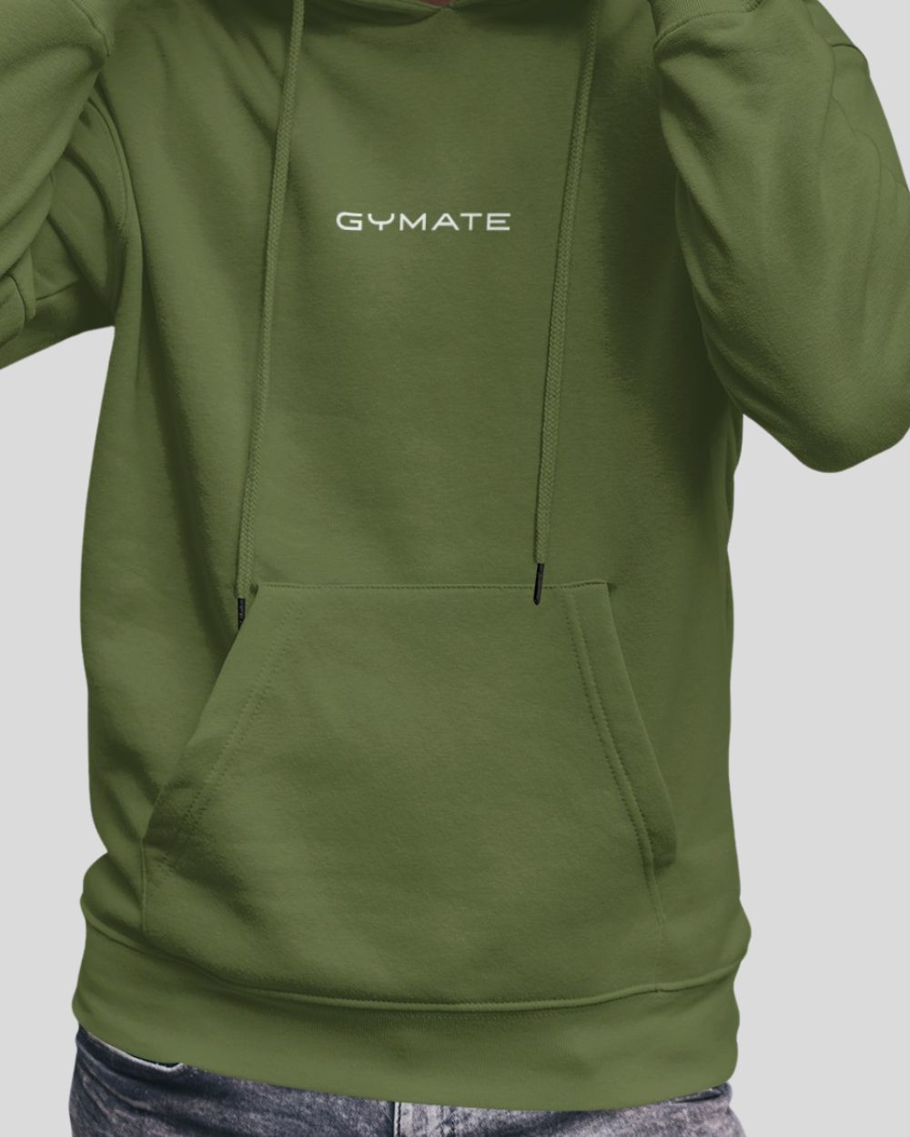 green Mens Athleisure Hoodies Gymate Original close up hem