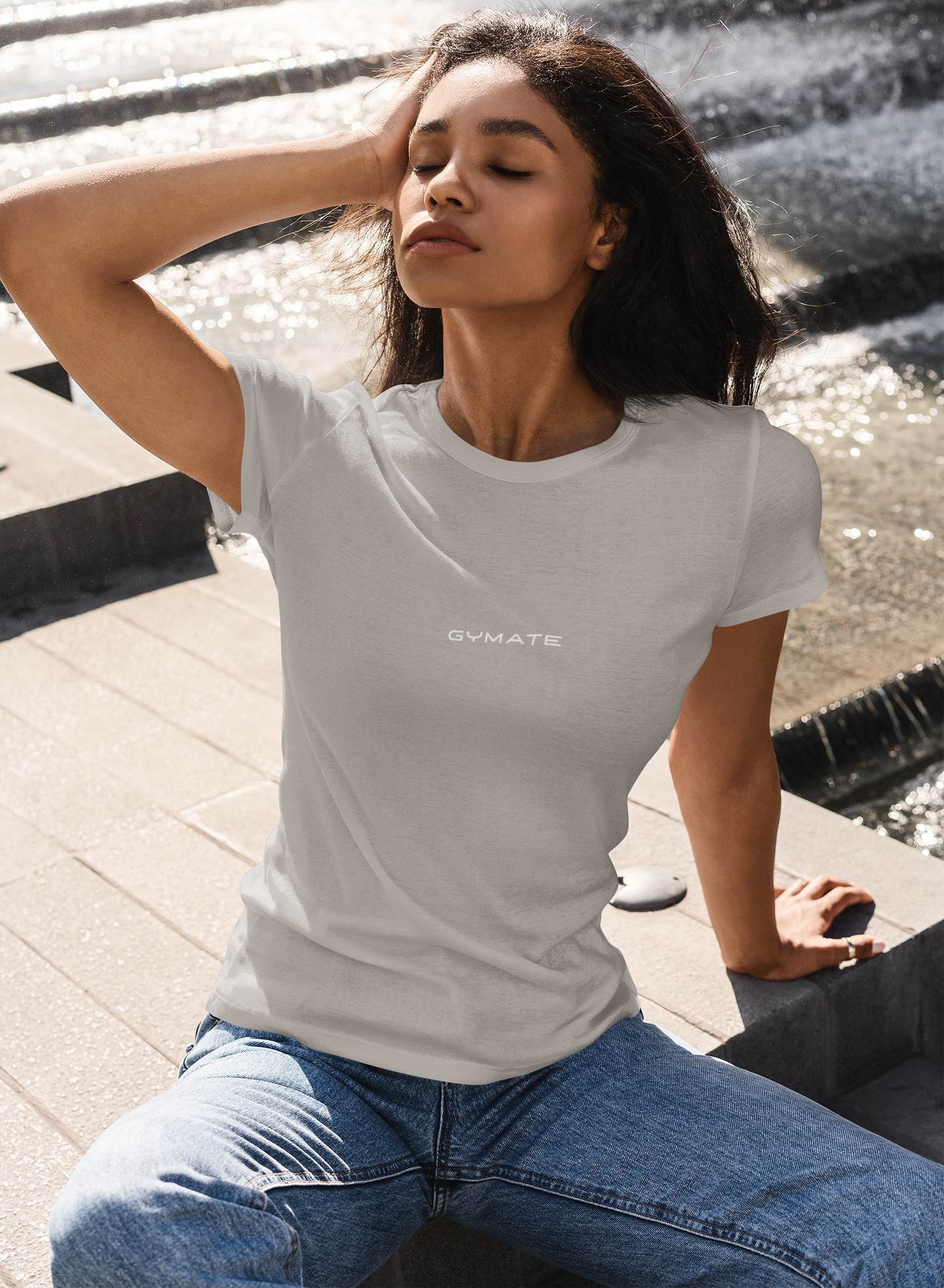 Designer womens T shirts for women Original Gymate [centre] grey