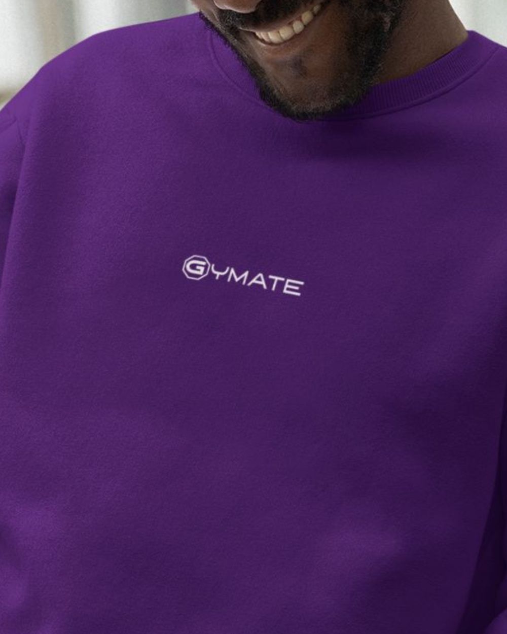 purple Mens Designer Sweatshirts close up logo
