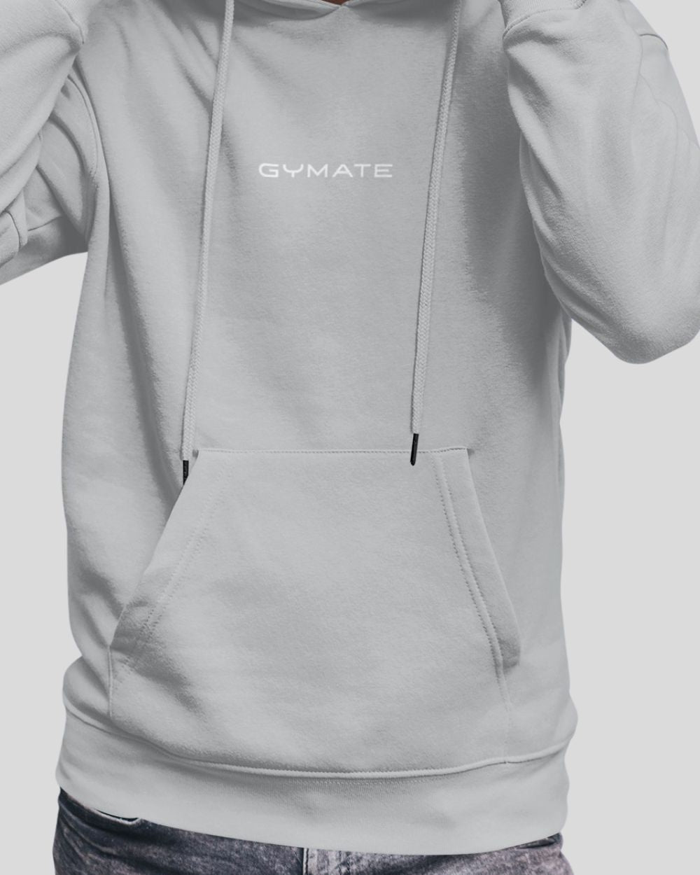 moondust grey Mens Athleisure Hoodies Gymate Original close up hem