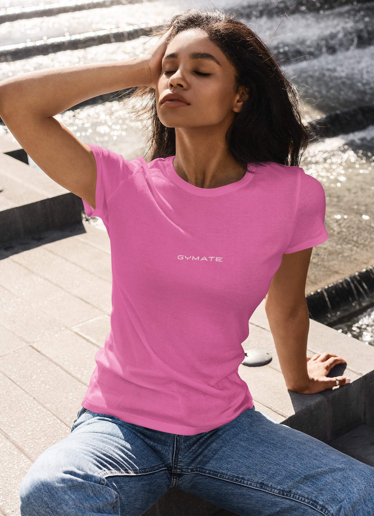 Designer womens T shirts for women Original Gymate [centre] pink