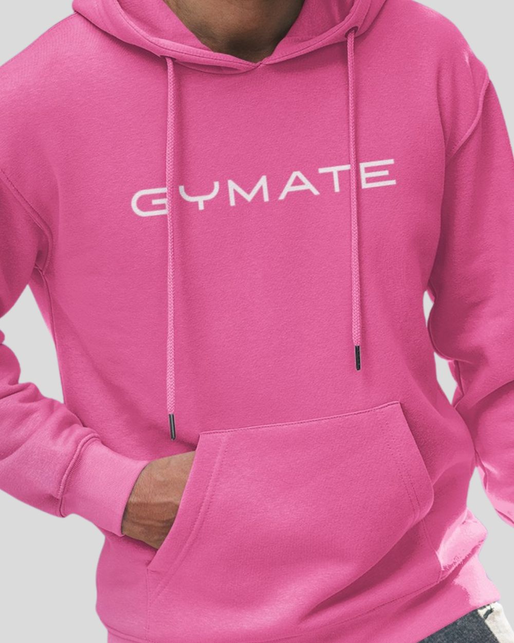 pink Mens Hoodies Designer Gymate close up logo