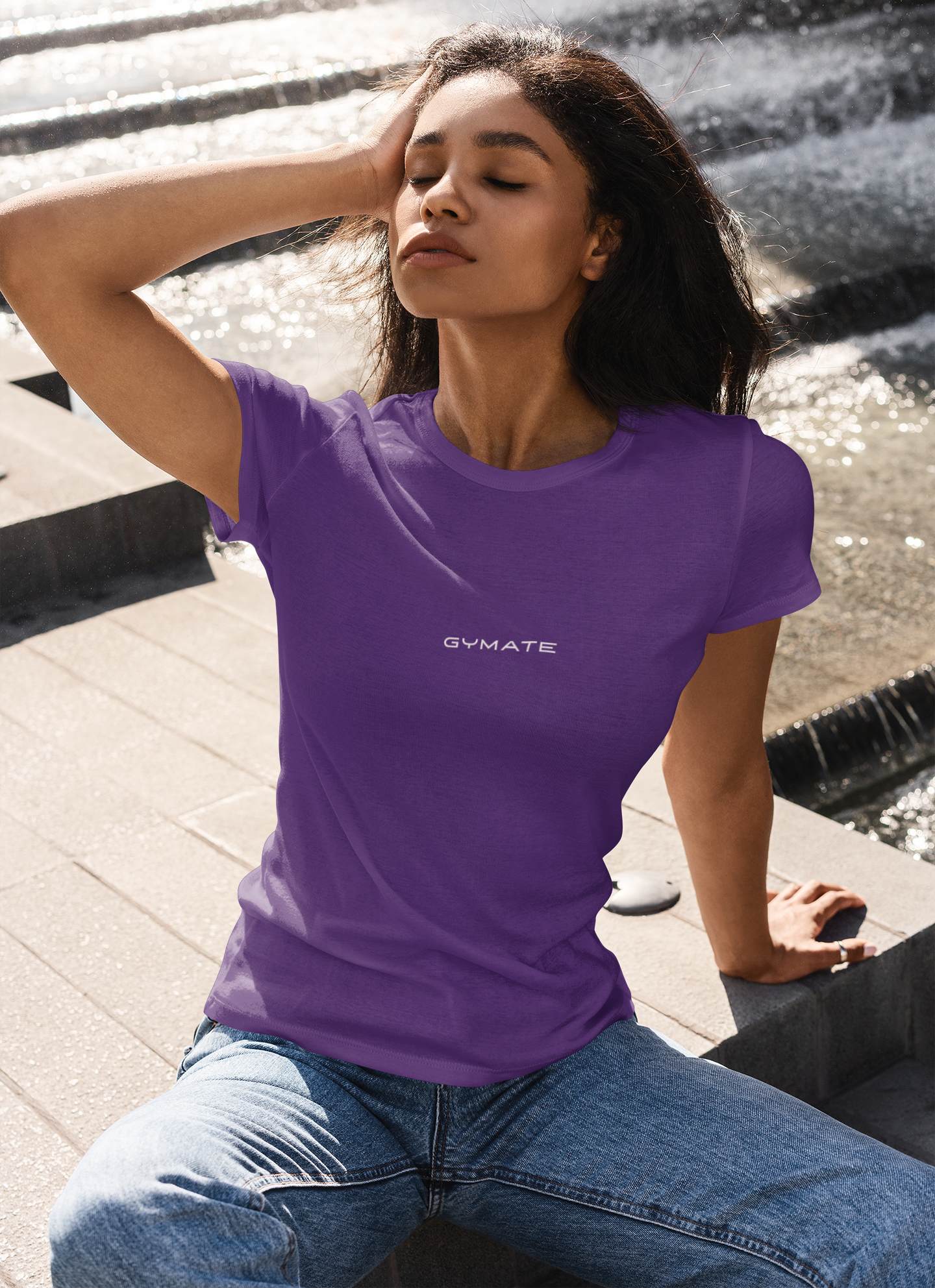 Designer womens T shirts for women Original Gymate [centre] purple