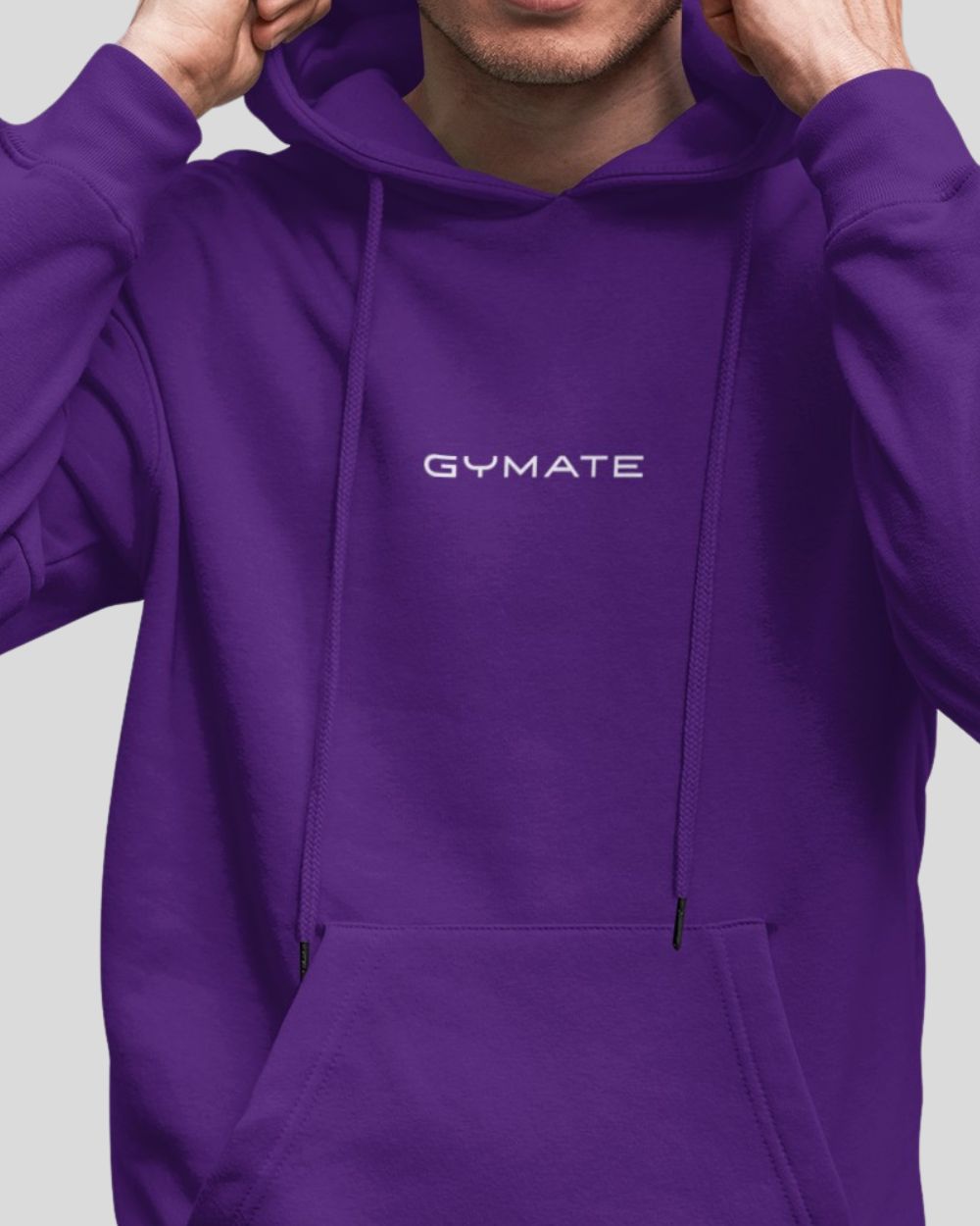 purple Mens Athleisure Hoodies Gymate Original close up front