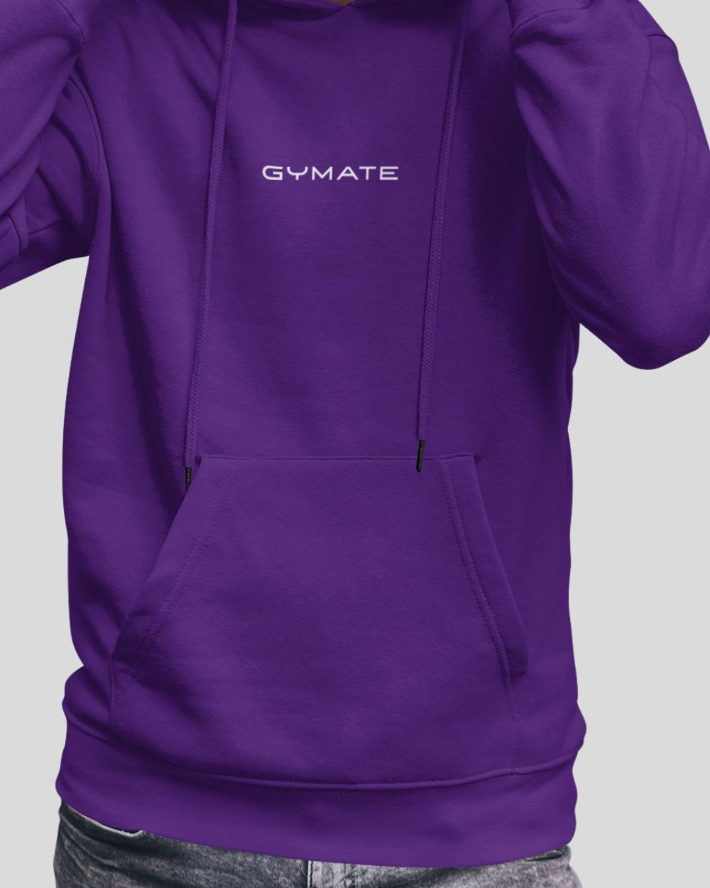 purple Mens Athleisure Hoodies Gymate Original close up hem