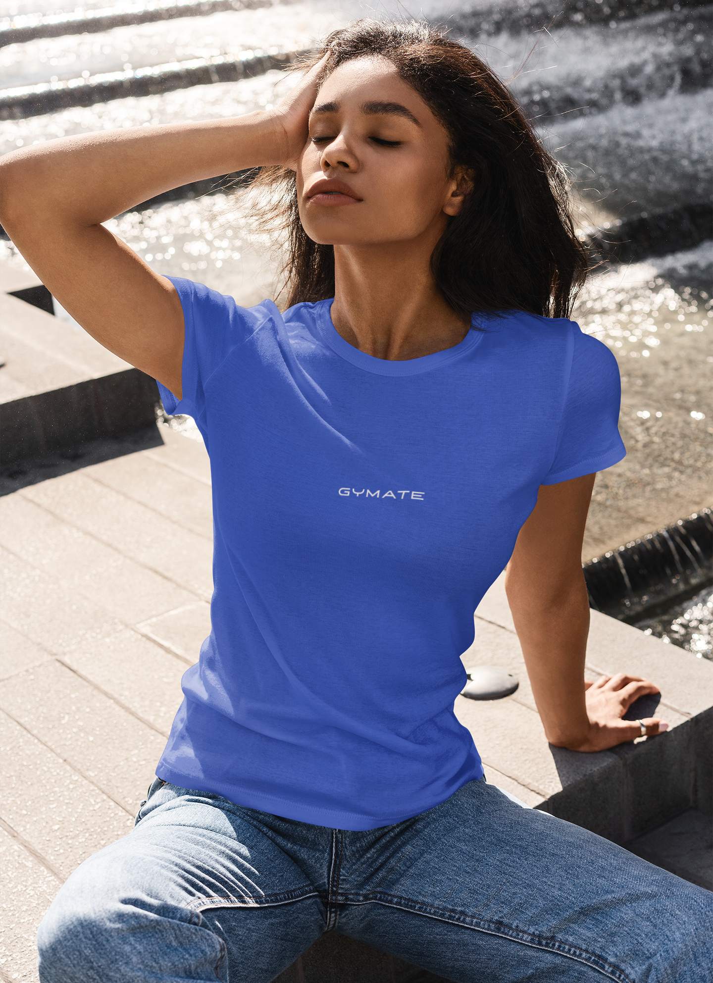 Designer womens T shirtss for women Original Gymate centre royal blue